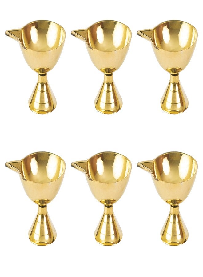 Spillbox Traditional Brass Diya for Puja | Pooja Aarti | Arti Deepak Deepam Oil Lamp for Home Temple Puja Articles Decor Gifts-SSDA-M- (6) - Image 1